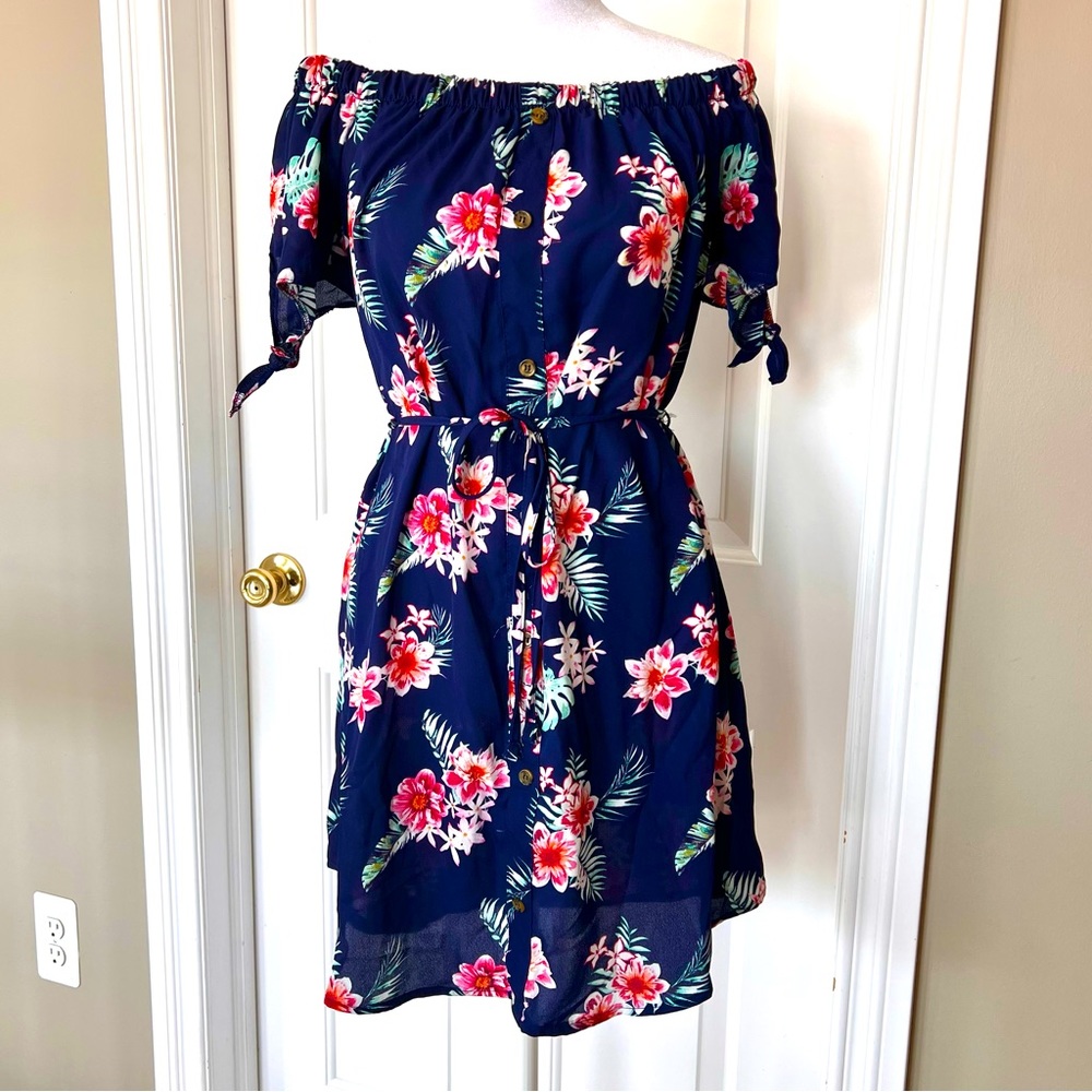 Tropical Print Off The Shoulder Dress!